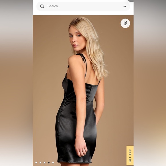 Lulu’s Head to Happy Hour Black Satin Tie-Strap Bodycon Mini Dress - Picture 4 of 11